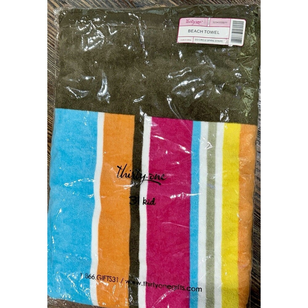 Thirty-One 333 Circle Spiral Stripe Beach Towel - Item #3234333S11- New In Pkg.